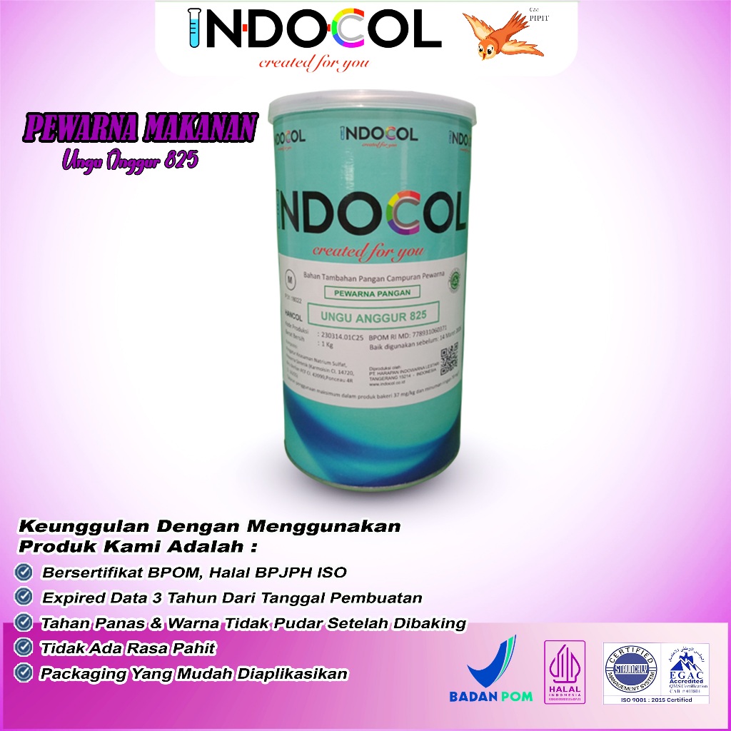 

Pewarna Makanan INDOCOL UNGU ANGGUR 825 (VIOLET GRAPE)
