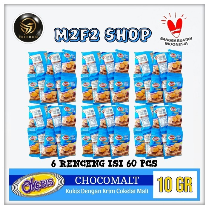 Okebis Cookies Cream Chocomalt | Cokelat Malt Sachet - 10 gr (Kemasan 6 Renceng)