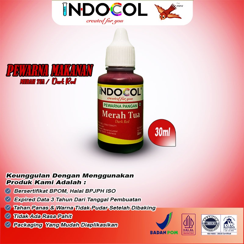 

INDOCOL PEWARNA CAIR MERAH TUA (30 ml)