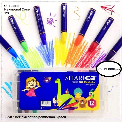 

PROMO 50% !!!!!! SHARK Hexagonal Oil Pastel 12 Color // Crayon Shark Kemasan Plastik // termurah