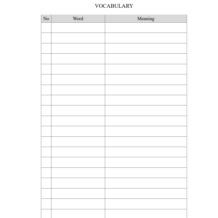 

Vocab Binder Sheets A5 | Vocab Sheets by Toimoicraft