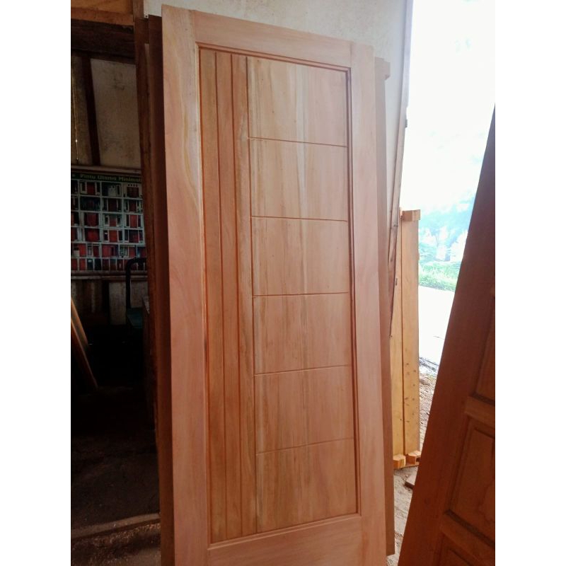 pintu kayu mahoni motip minimalis