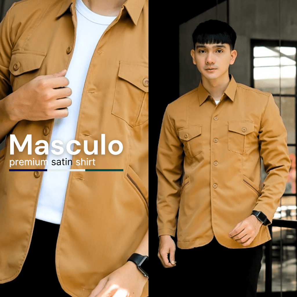 Masculo - Kemeja Blazer Pria Casual Slimfit Jas Casual Twill Satin Premium