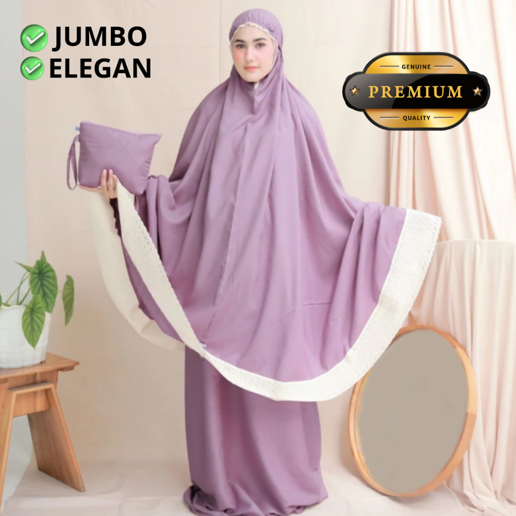 Mukena Dewasa Jumbo Renda Rajut Hitam Mewah Terbaru Black Adara Renda Bali Elegan Luxury
