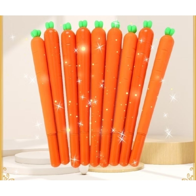 

Pulpen lucu unik bentuk wortel isi 6 pulpen
