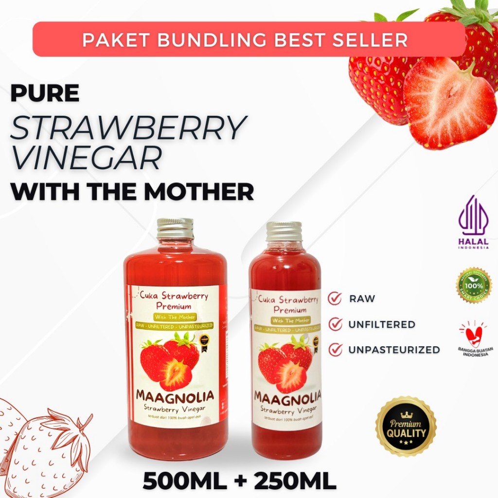 

cuka maagnolia stroberi / strawberry vinegar 500ml + 250ml