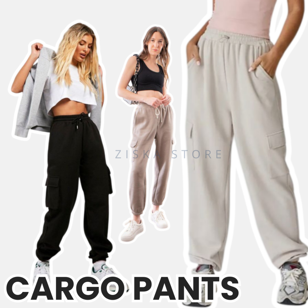CELANA CARGO WANITA | JOGGER CARGO | SWEATPANTS CARGO | CARGO PANTS | KARGO CEWEK