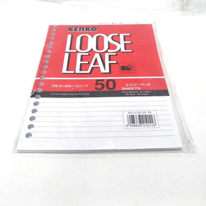 

KENKO LOOSE LEAF A5 isi 50 Lembar kertas binder putih bergaris