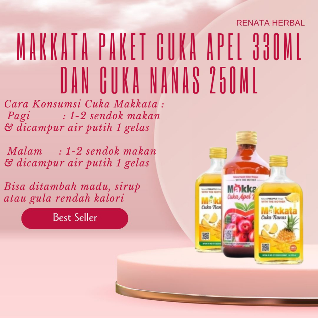 

Original MAKKATA Paket Cuka Makkata Cuka Apel & Cuka Nanas Organic With The Mother Cuka Apel Cuka Nanas