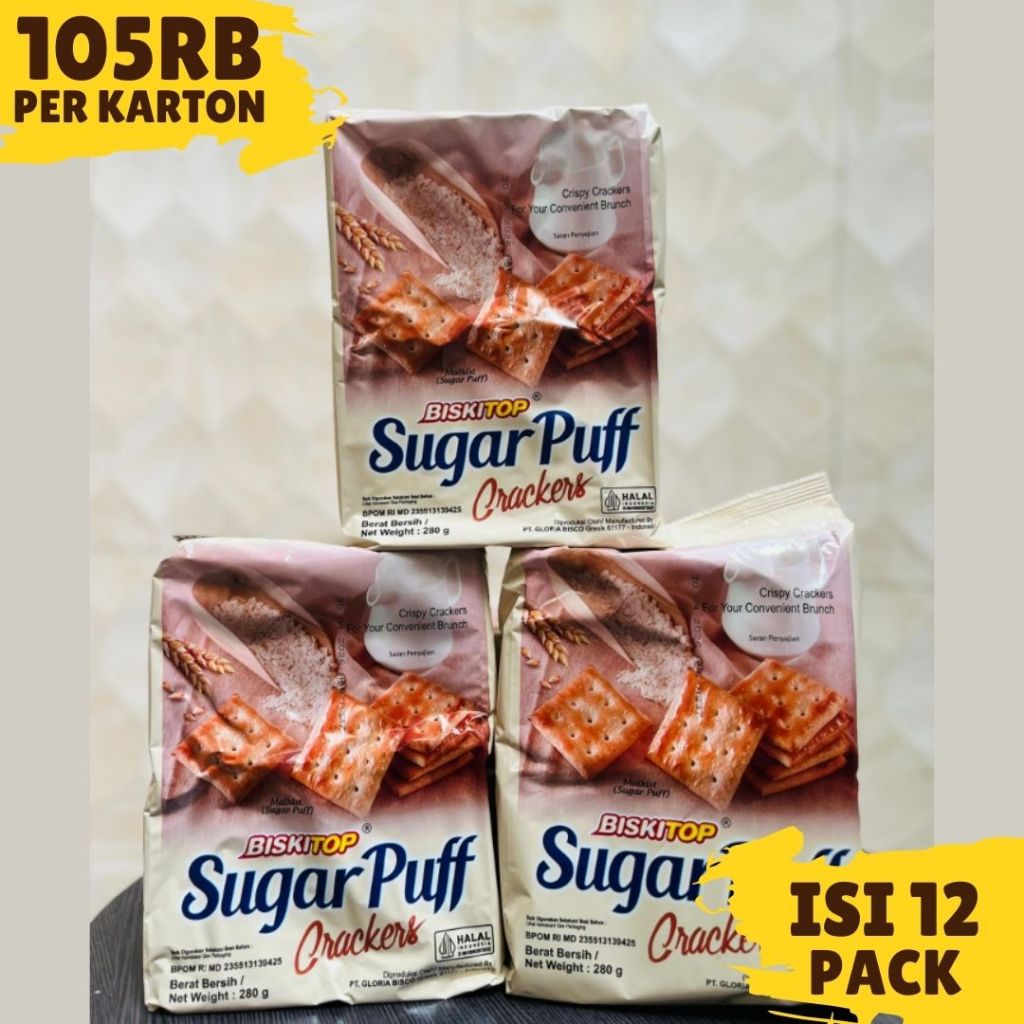 

SUGAR PUFF BISKITOP 280GR ISI 12 PACK PER KARTON SNACK HANTARAN LEBARAN