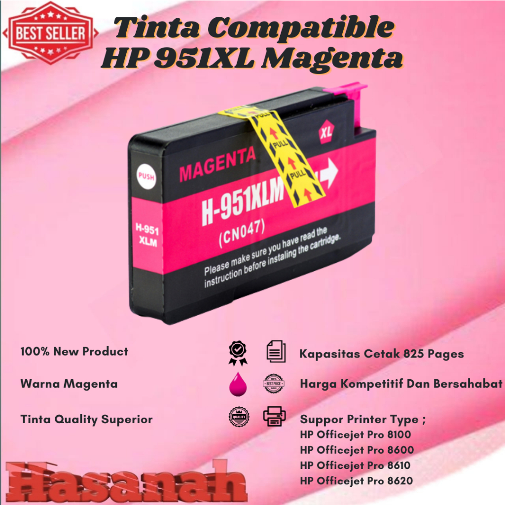 Tinta Catridge Compatible HP 951XL Magenta For HP Officejet Pro 215dw, Officejet Pro 276dw Multifunc
