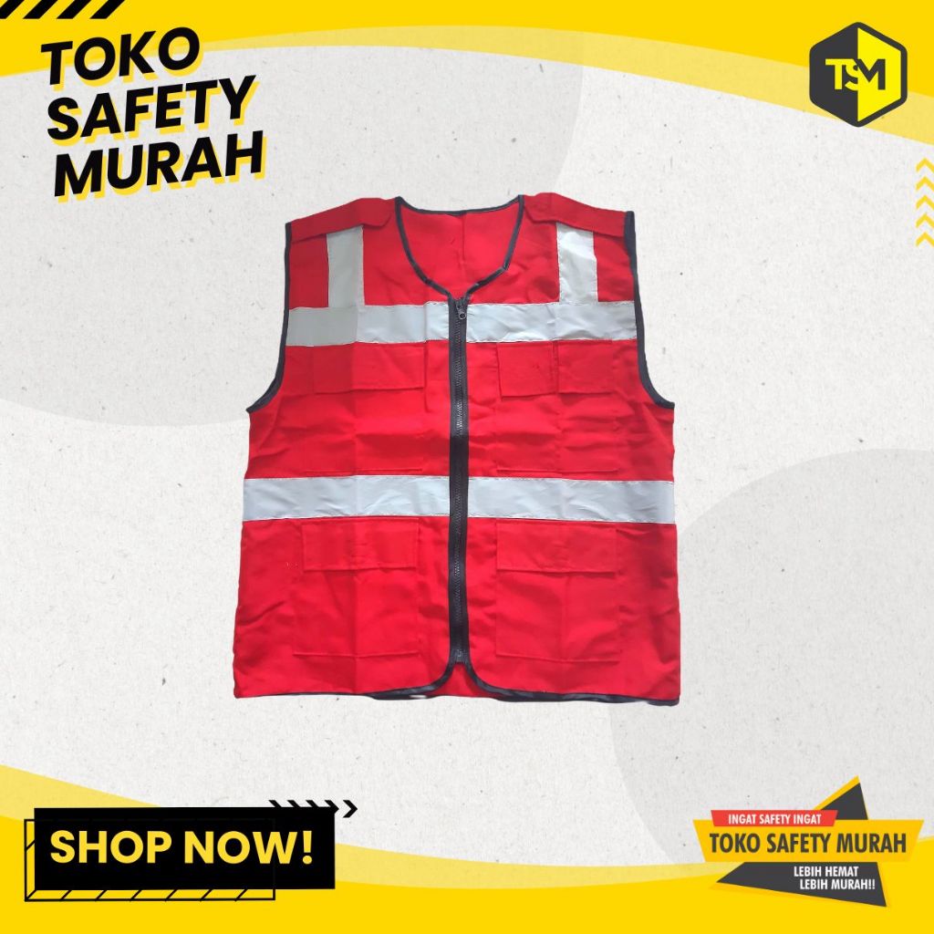 Rompi Safety Proyek dengan Resleting / Baju Safety Murah