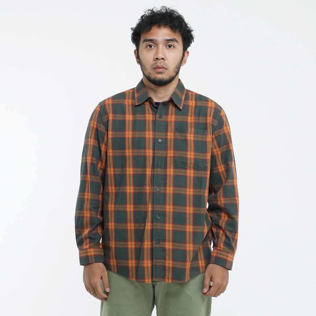 Kemeja MGEE Original - Kemeja Kotak Kotak Lengan Panjang Original MGEE Texas CKKR 037 Green
