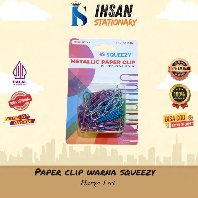 

Paper Clip/Penjepit Kertas Warna squeezy (1 Pcs)