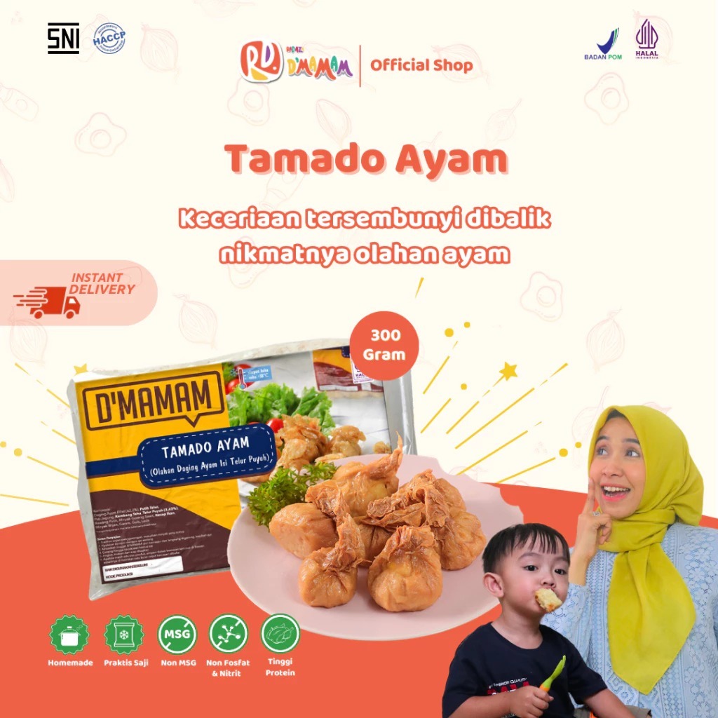 

D'MAMAM Tamado Ayam Ekkado 300g Bento Frozen Anak MPASI Homemade Non MSG Non Gluten BPOM HALAL