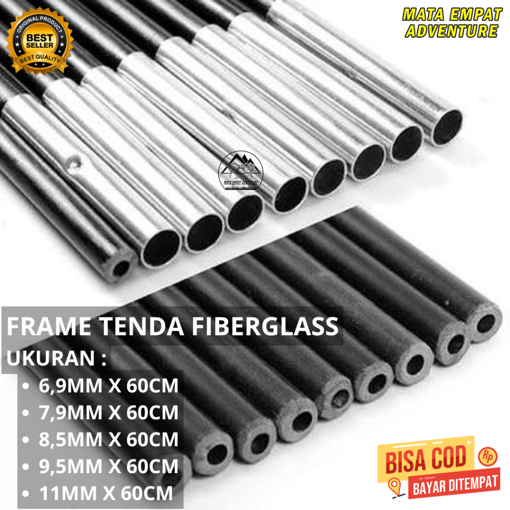FRAME TENDA FIBER ASLI UKURAN 6,9mm - 7,9mm - 8,5mm - 9,5mm - 11mm RANGKA TENDA FRAME FIBERGLASS GRE