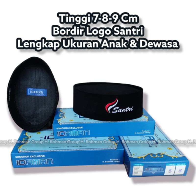 Peci Kopiah Songkok Nasional Peci Songkok Logo Santri Anak dan Dewasa peci Hitam