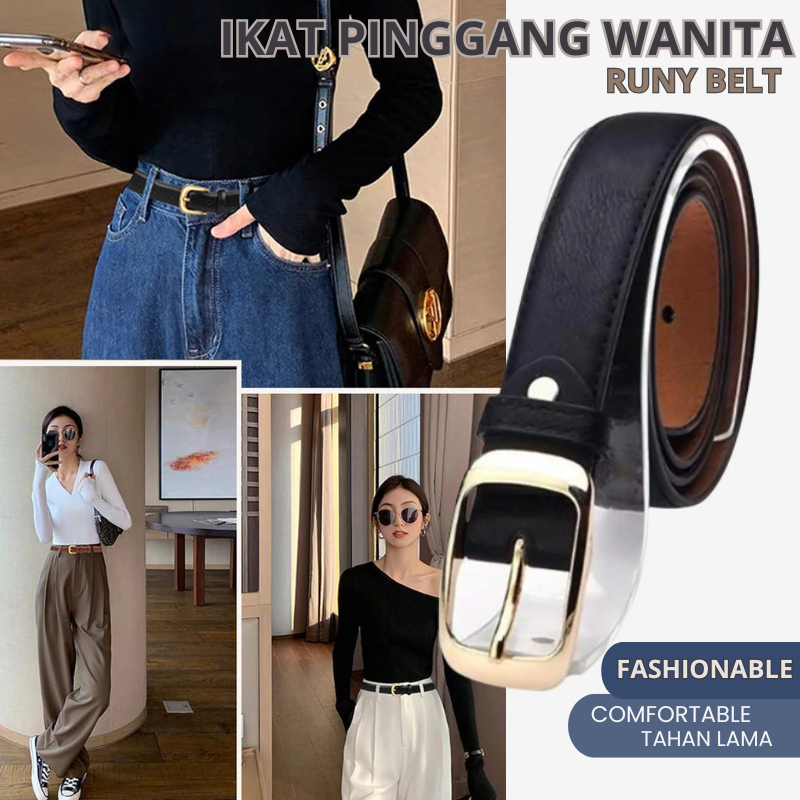 Ikat Ban Pinggang Wanita Runy Belt 110cm Tali Gesper Sabuk Celana Baju Simpel