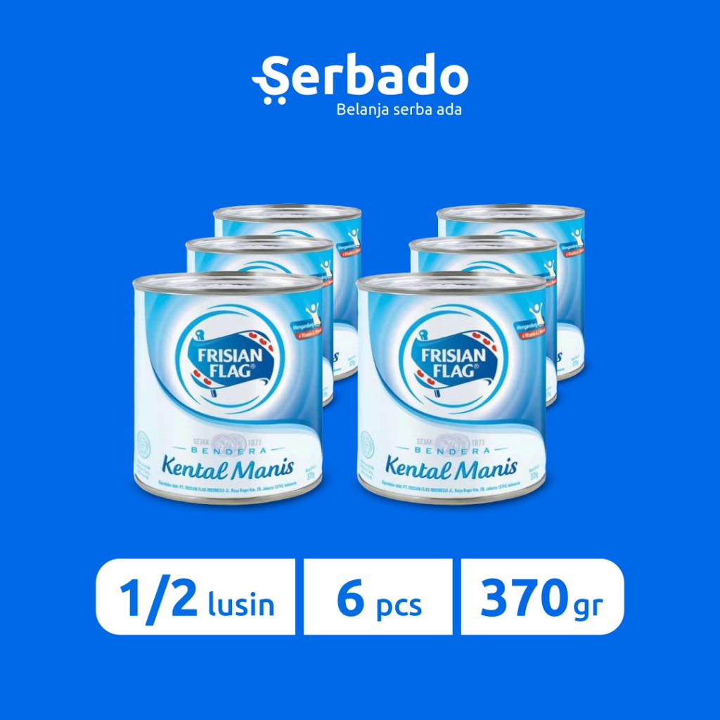

Frisian Flag Bendera Putih Susu Kental Manis Kemasan Kaleng 370gr ½ Lusin (isi 6 pcs)