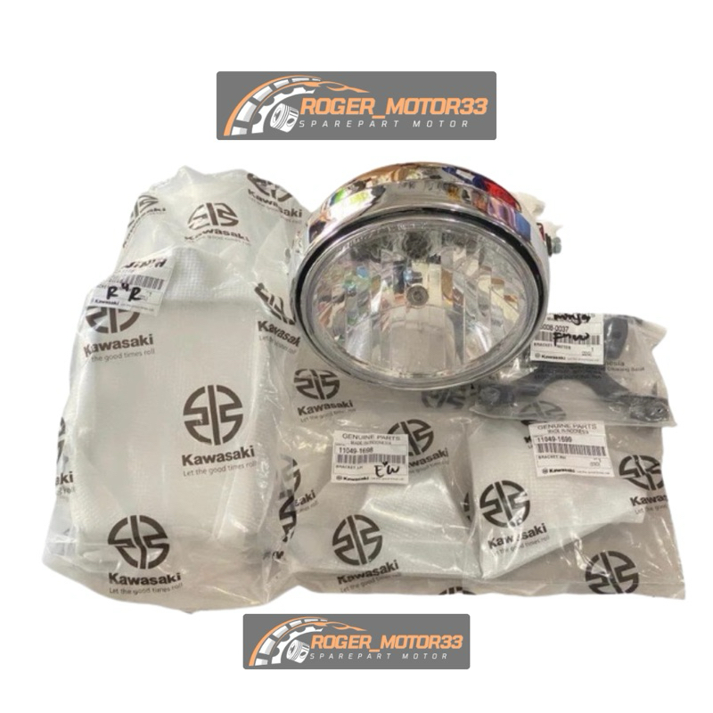 PAKET KOMPLIT LAMPU DEPAN BULAT CHROME NINJA SS LAMPU KOMPLIT SET KAWASAKI ORIGINAL