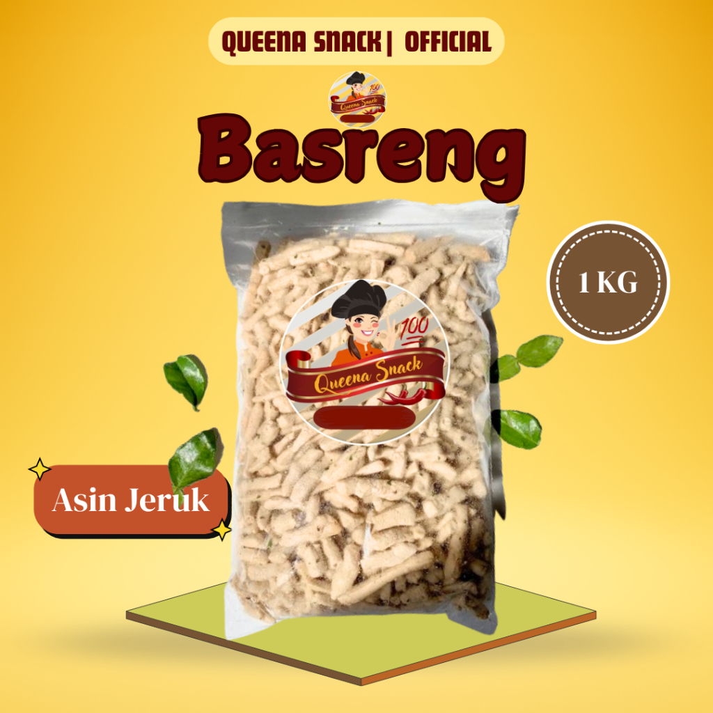 

QUEENA BASRENG Asin Jeruk 1 KG - Makanan Ringan Gurih