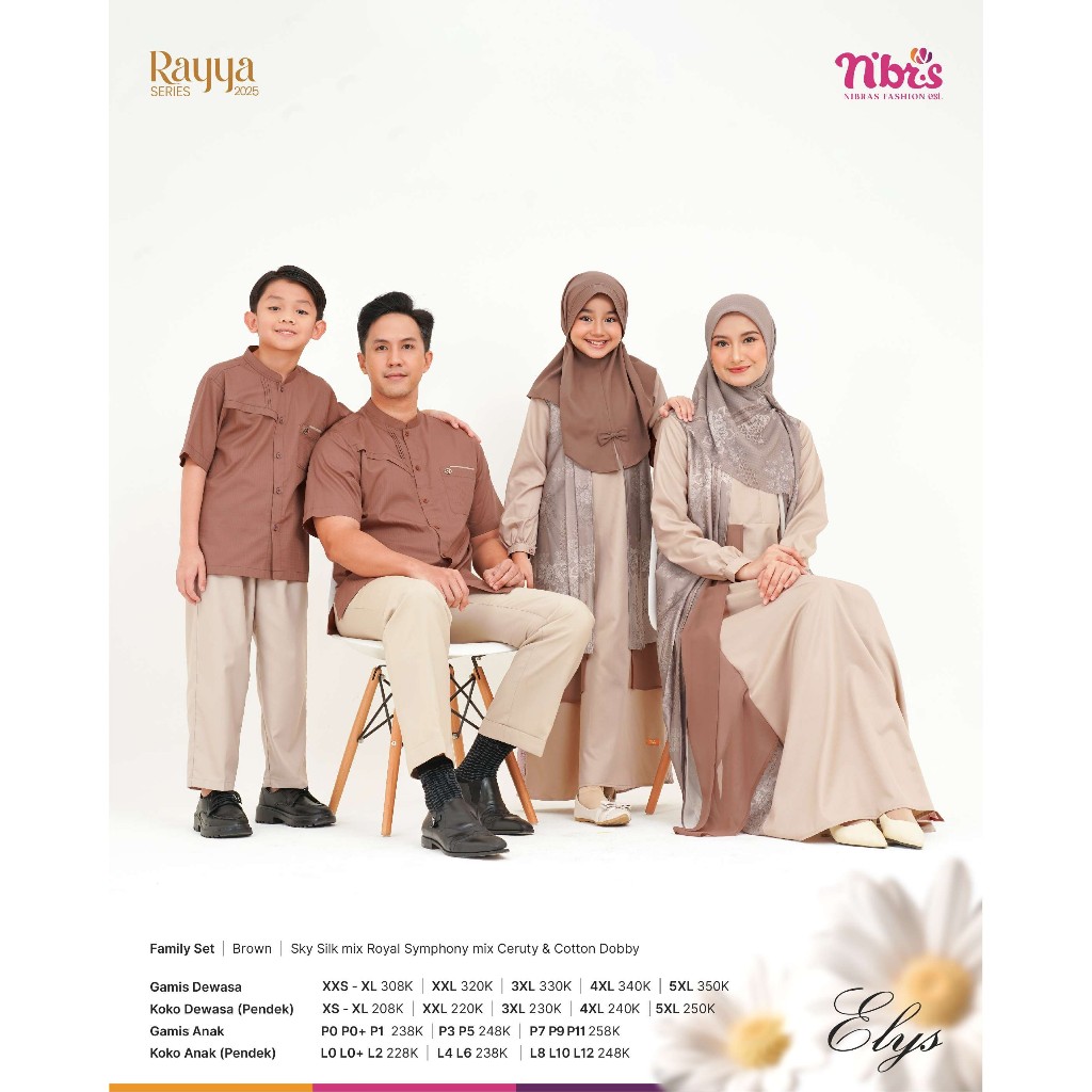 TOKO NIBRAS ONLINE - SARIMBIT NIBRAS 2025 - BAJU COUPLE SERAGAM KELUARGA - SARIMBIT ELYS BROWN [BISA