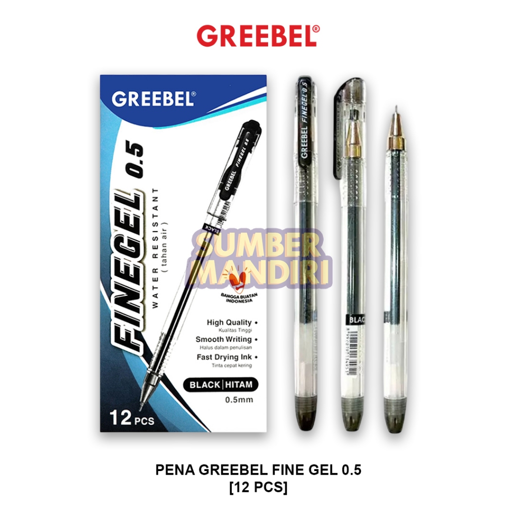 

Gel Pen Pulpen Pena GREEBEL Fine Gel 0.5 mm [12 PCS]
