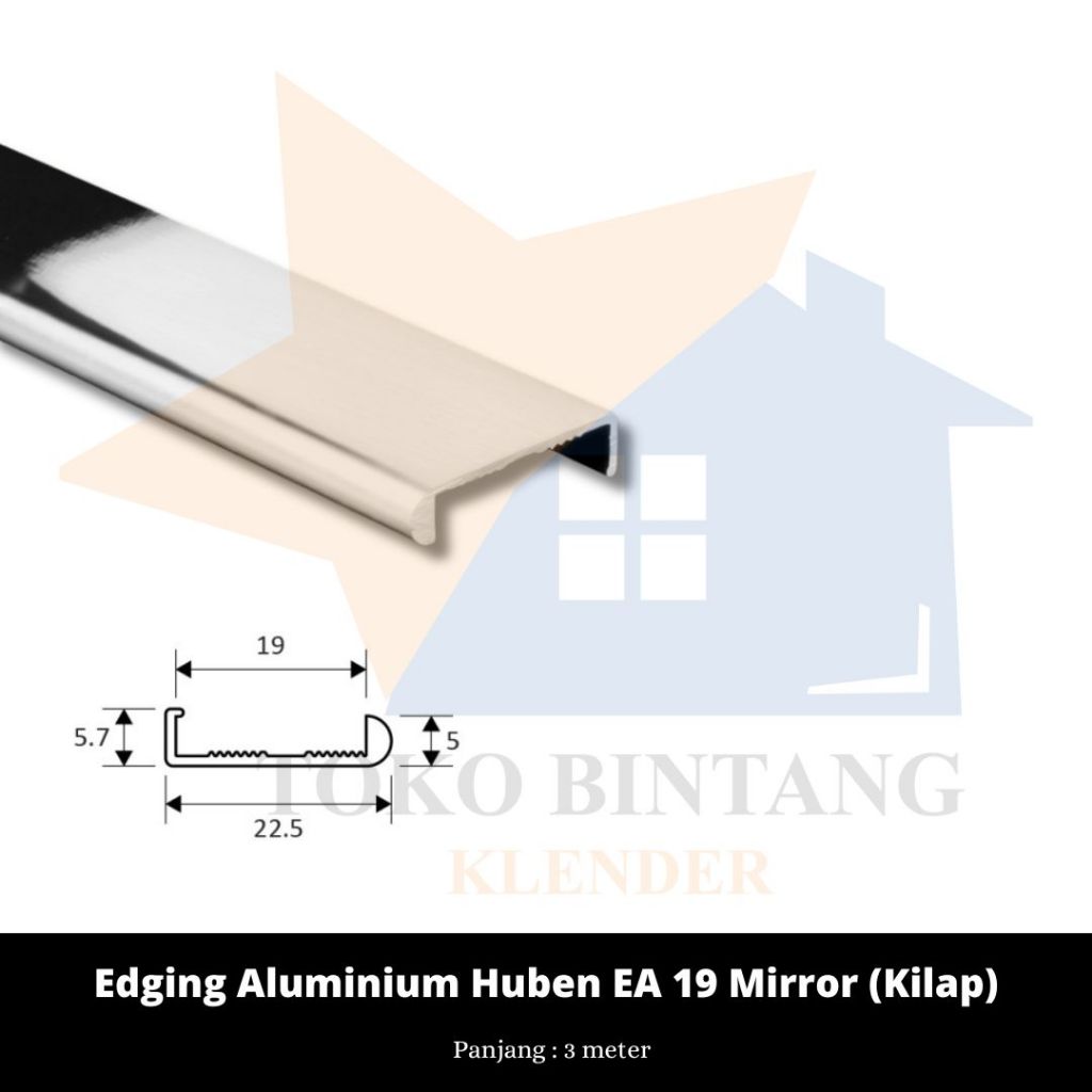 Edging Aluminium Huben EA 19 Mirror (Kilap)