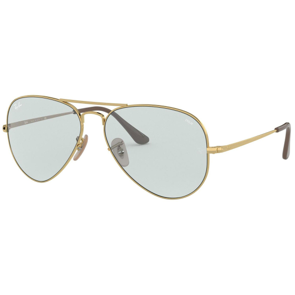 Ray-Ban Sunglass Aviator RB 3689 001/T3 58 Polished Arista Gold w/ Light Blue Photochromic