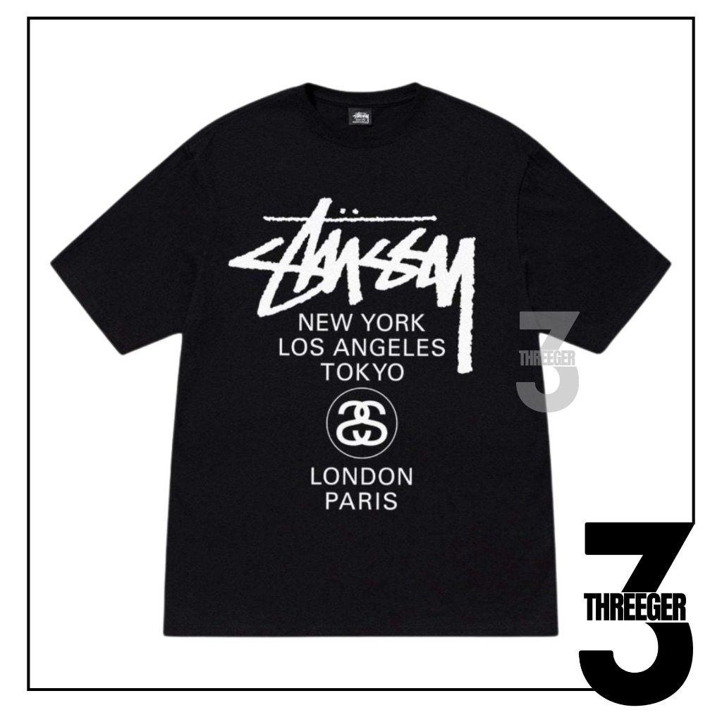 Stussy World Tour Tee Black Original Authentic