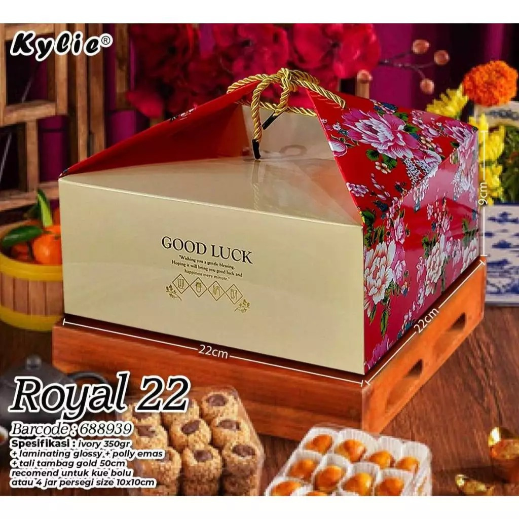 

Box Imlek ROYAL untuk 4 Toples uk 10x10cm / Dus CNY Bolu Kue Kering (1 pcs)