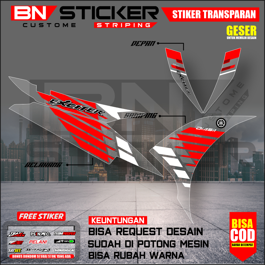 striping mx new 135 transparan new jupiter mx njmx racing minimalis merah hijau biru hitam njmx-3