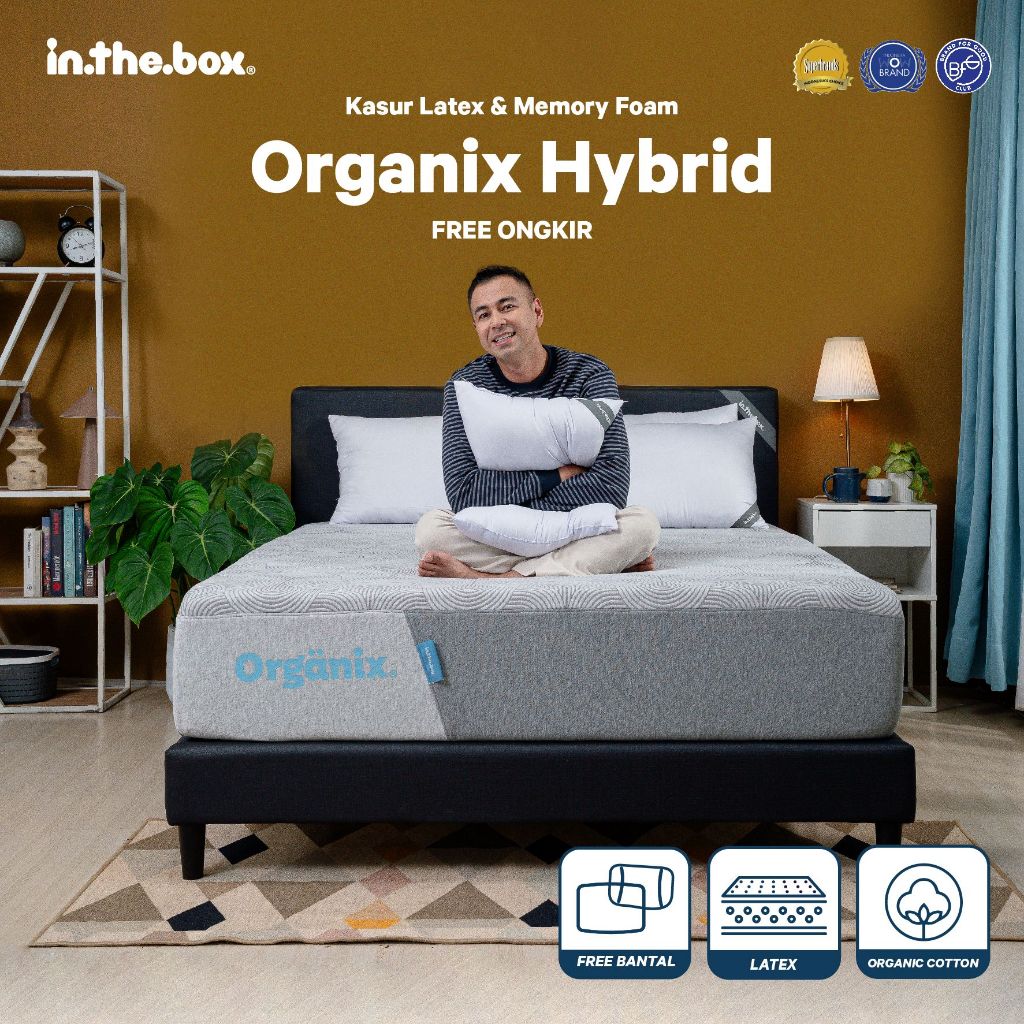 Kasur Latex Busa INTHEBOX ORGANIX HYBRID - FREE Bantal | Ukuran 90x200, 100x200, 120x200, 140x200, 1