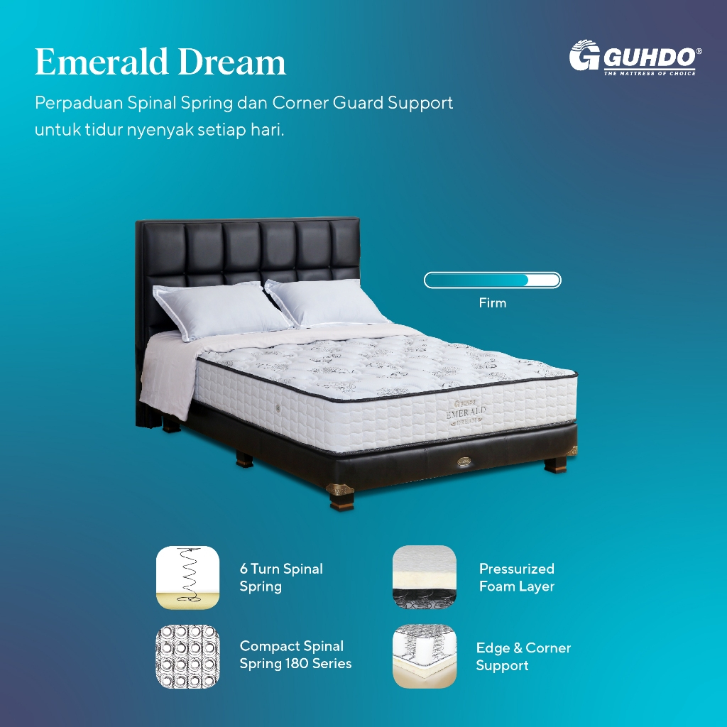 Full Set Kasur Guhdo Emerald Dream Set Headboard Legacy Style [Full Set]