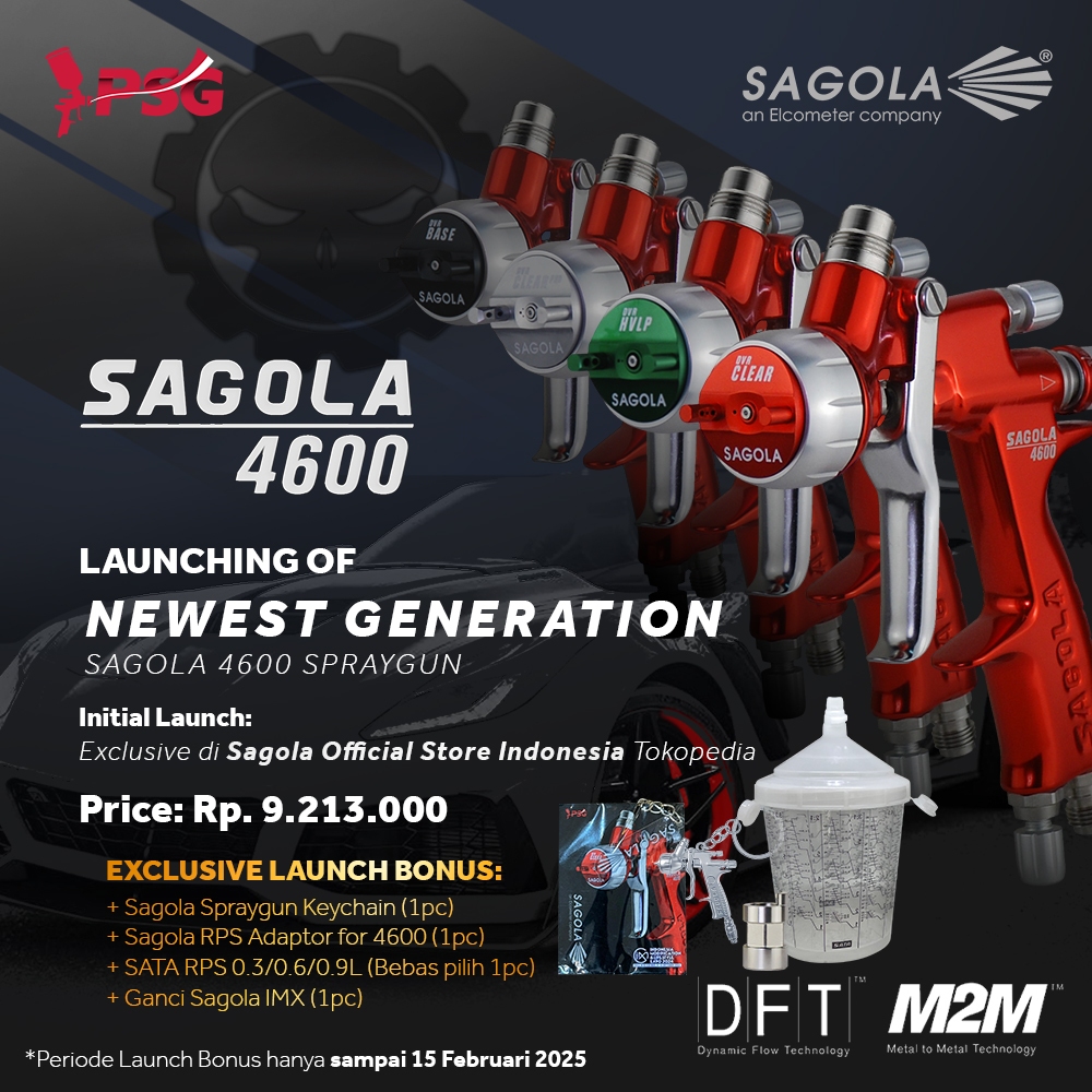 Sagola All New 4600 Spraygun - BASE Aircap (Gun+Cup)