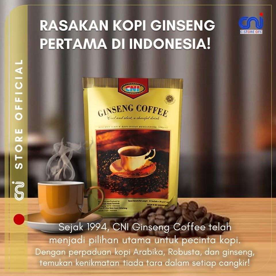 

Kopi CNI Ginseng Coffee 1 Pouch isi 20 Sachet Kopi Sehat