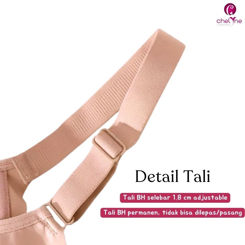 Chelyne BH Wanita B1669 Daily Bra - Seamless Lycra Premium Tanpa Kawat - Big Size Bra 38/44 Cup D -