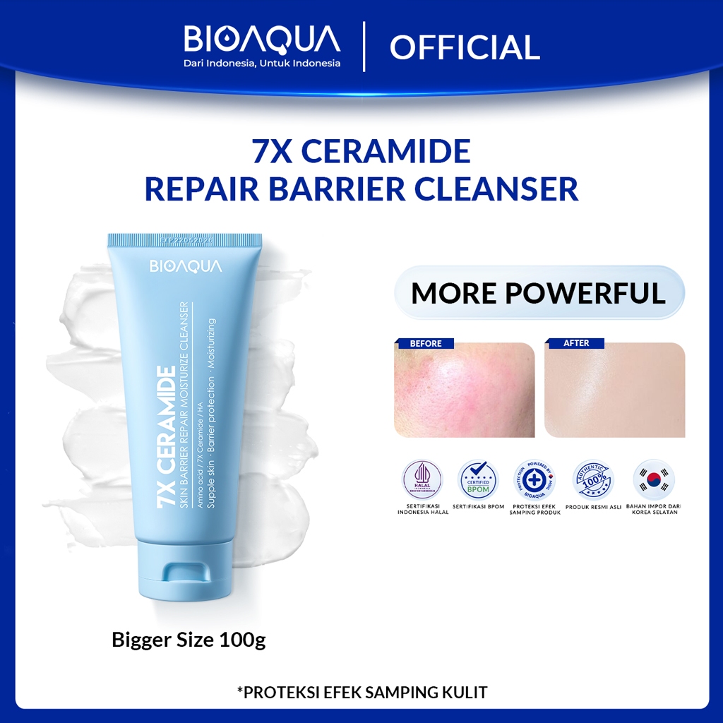 BIOAQUA 7X Ceramide Moisturizer Cleanser Cuci Muka 100g Gentle Cleanser Low pH Cleanser Facial Wash 