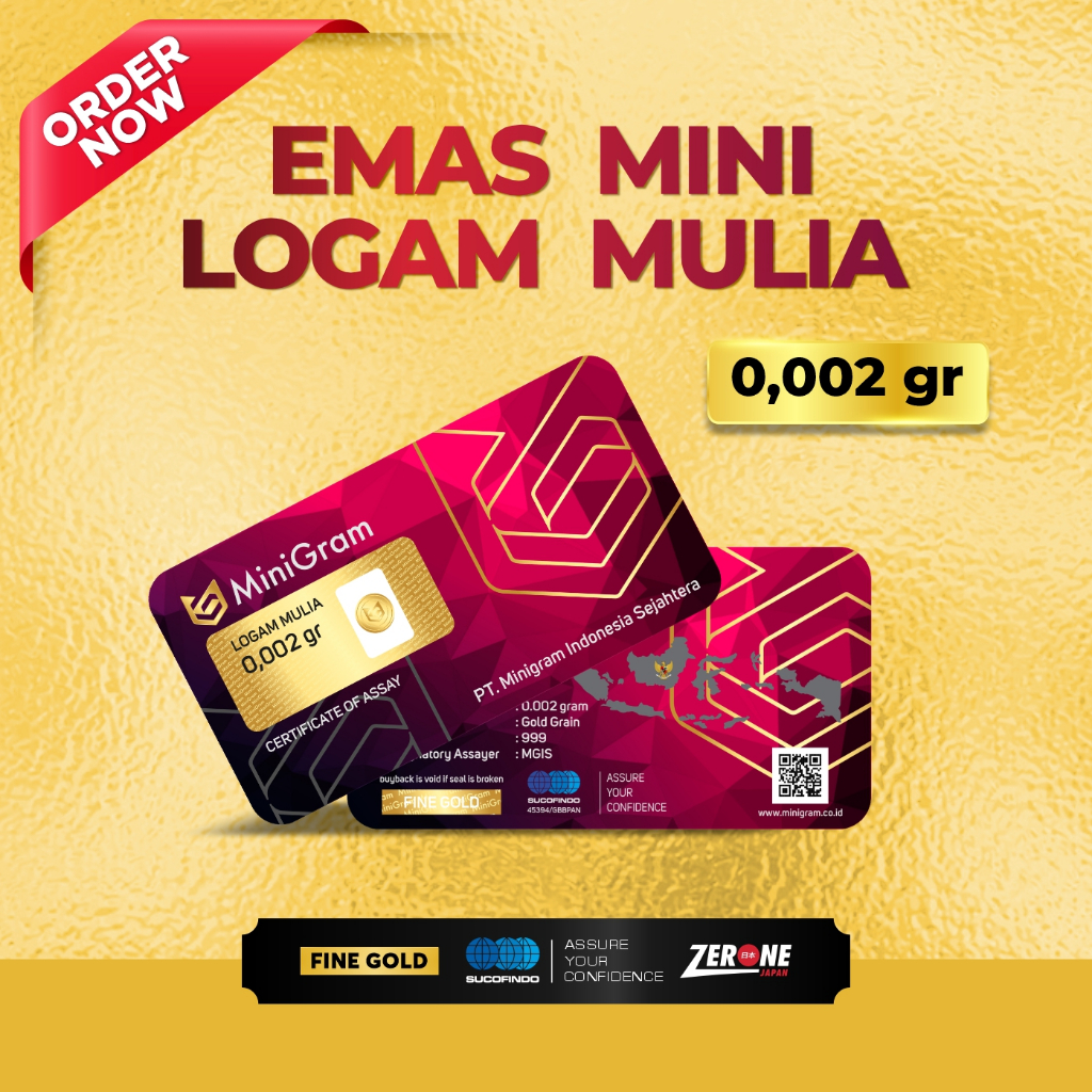 Emas Murni Logam Mulia 0,002gr