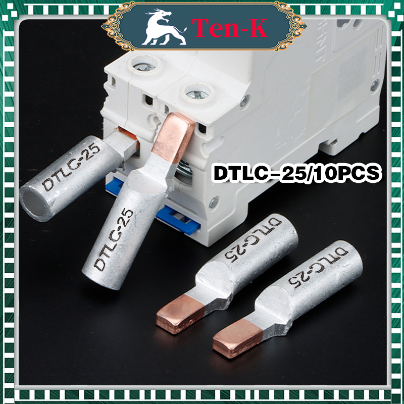 10PCS Skun Tusuk Pin Gepeng DTLC-25 Sekun Kabel Terminal Wire Cable Connector Non Insulated