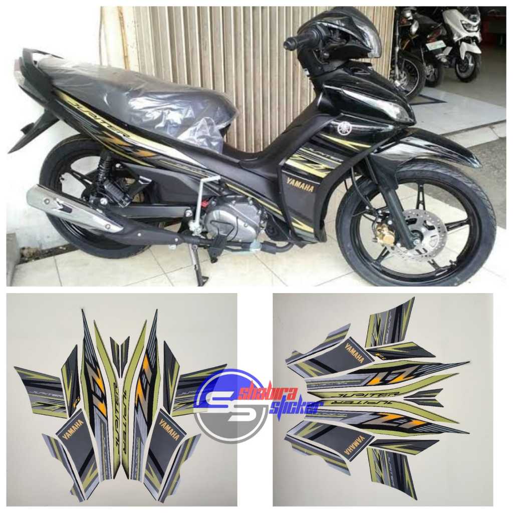 Striping Stiker Motor Jupiter Z1 2016 Hitam Gold Standar