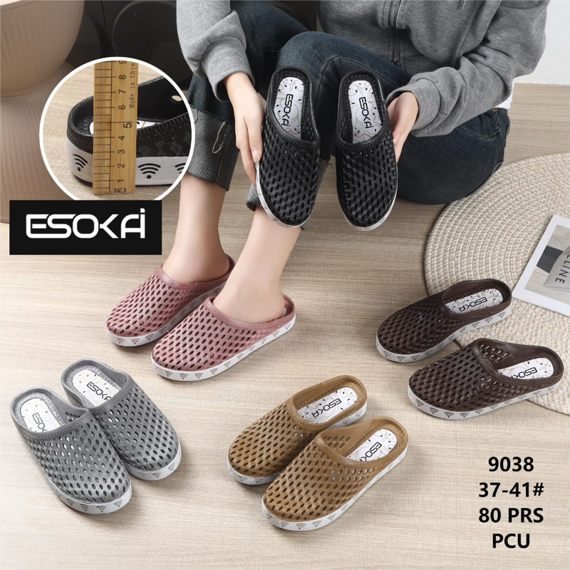Sandal Sepatu Slop Jaring Wanita Import ESOKAI 9038 atau Morego 9038