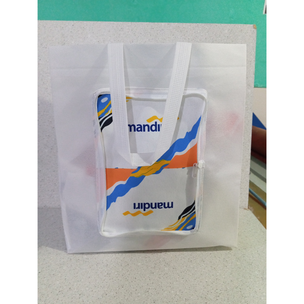 Boxbag lipat mandiri/tas belanja mandiri/souvenir bank mandiri custom design