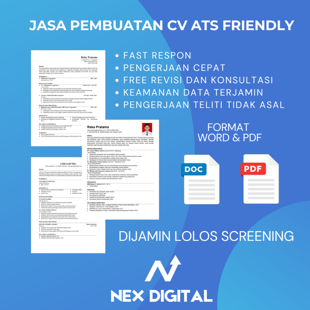 CV ATS Friendly Jasa Pembuatan CV ATS Friendly Desain CV ATS Friendly