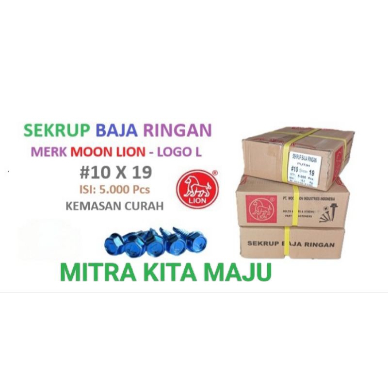 SKRUP BAJA RINGAN MOON LION 10X19 CURAH / ROOFING PUTIH MOON LION 10X19 CURAH / ROOFING BAJA RINGAN 
