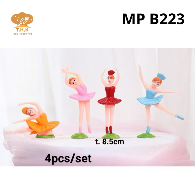 MP B223 - Balet Balerina isi 4 Hiasan Kue Ulang Tahun / Pajangan Lemari