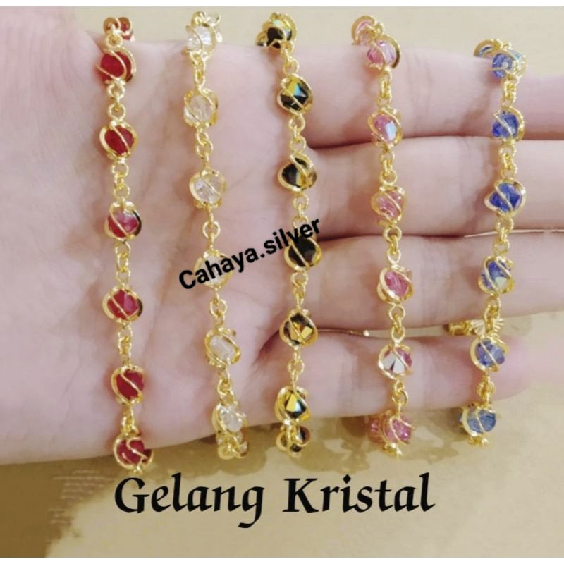 GELANG KRISTAR PERAK 925 LAPIS MAS ASLI