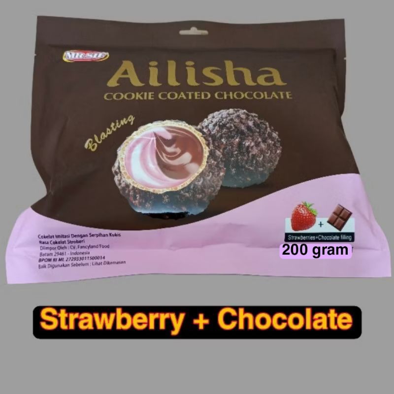 

Coklat Ailisha Strawberry+Chocolate 200g Cokelat MR.SIF Cokelat lumer