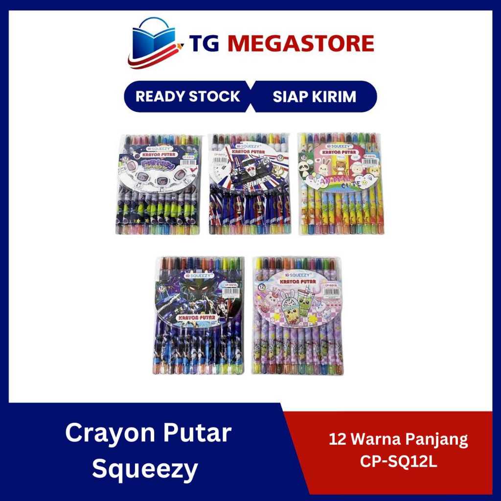 

Squeezy 12 Warna Panjang Crayon Putar Anak /Krayon Putar CP-SQ12L