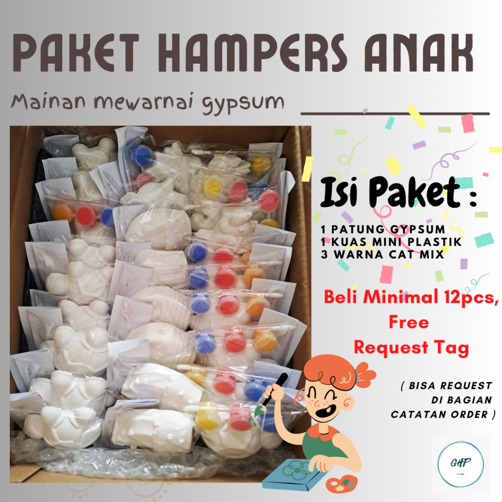 Mainan Mewarnai Patung Gypsum - Hampers Anak Murah Set Gypsum Mewarnai Karakter - Set DIY Gypsum Pai